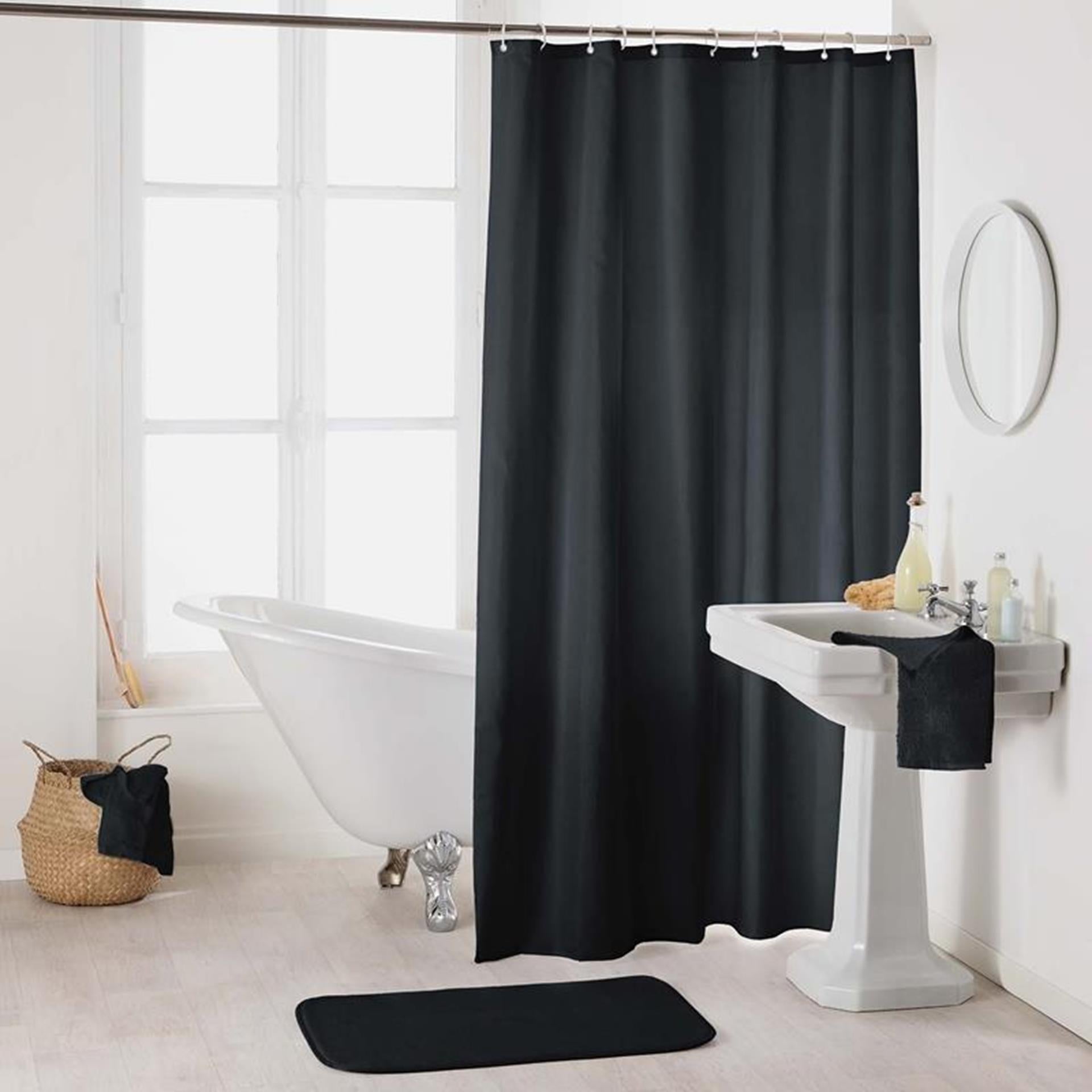 Wicotex rideau de douche uni 180x200cm noir