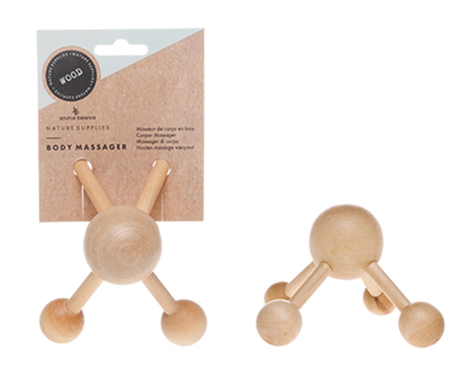 Source balance massage corporel en bois à quatre pattes 9x13cm