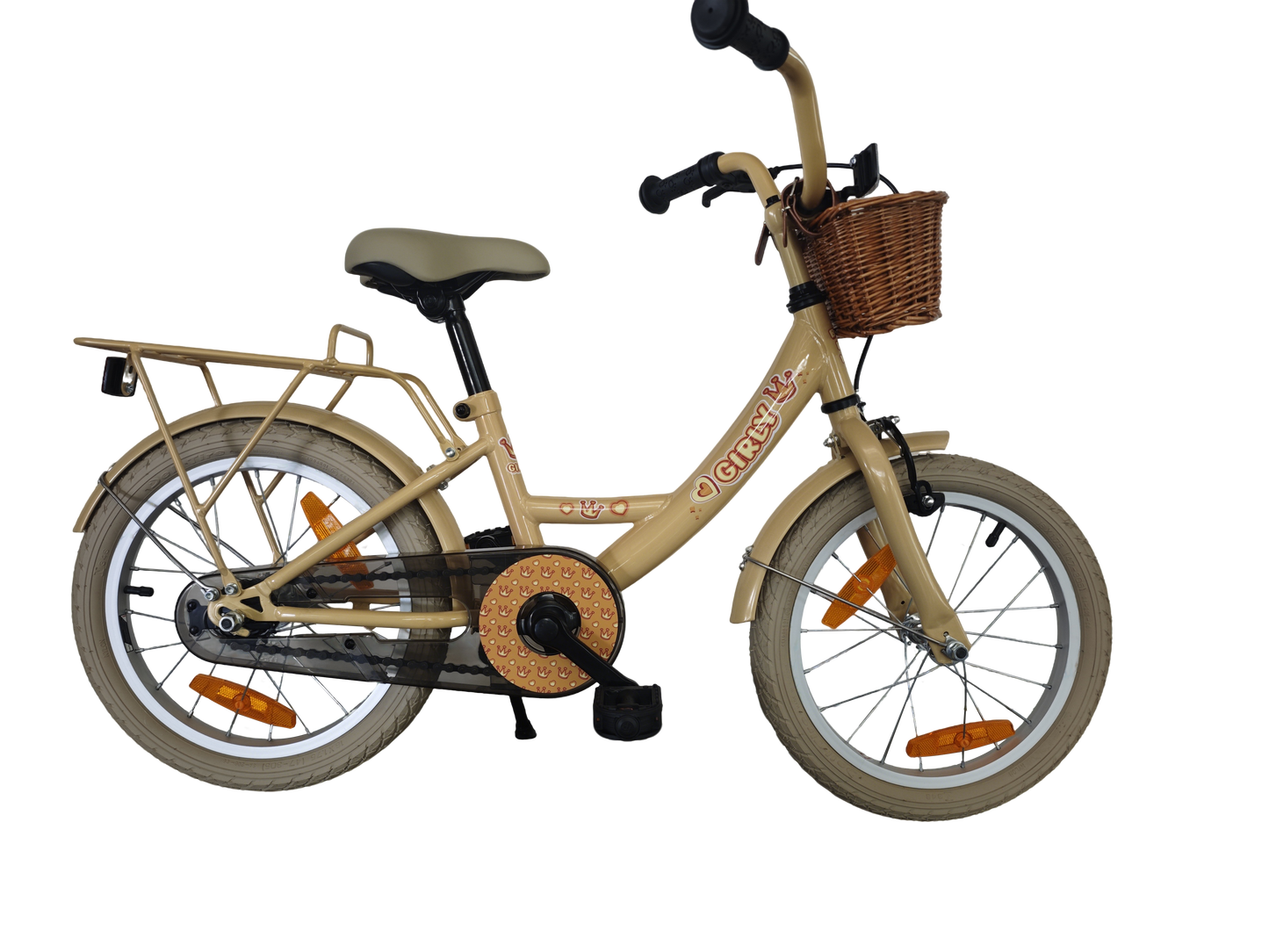 Vélo pour enfants Bikefun girly 16 pouces - avec panier et moyeu de frein - or
