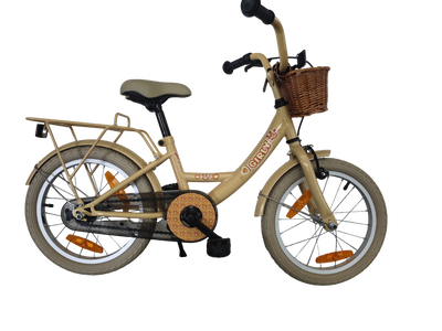 Vélo pour enfants Bikefun girly 16 pouces - avec panier et moyeu de frein - or