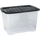 Boîte de rangement courbe xw203-clr blk-ex 65l transparent, noir