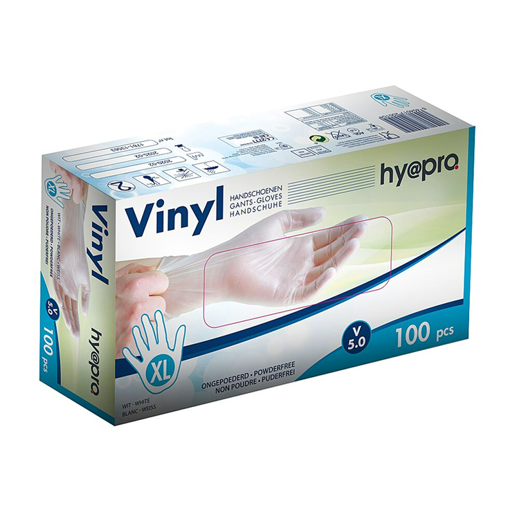 Hy@pro 1063553 - gant vinyle x-large blanc poudré en boîte de 100 pcs | 5 pièces