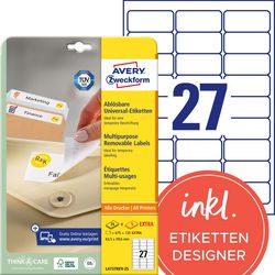Avery étiquette l4737rev-25 63,5x29,6 mm amovible blanc 675 pièces