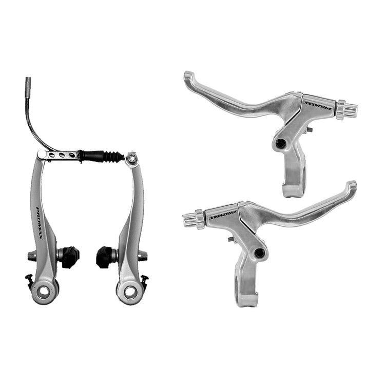 jeu de freins V-brake avec leviers de frein aluminium argent