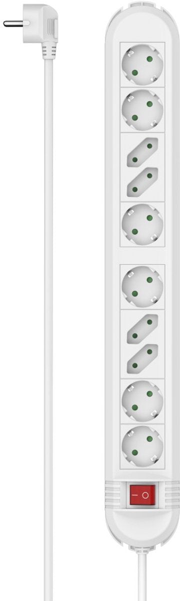 Hama multiprise 10 prises avec interrupteur - montage mural - 1,5 m. - blanc