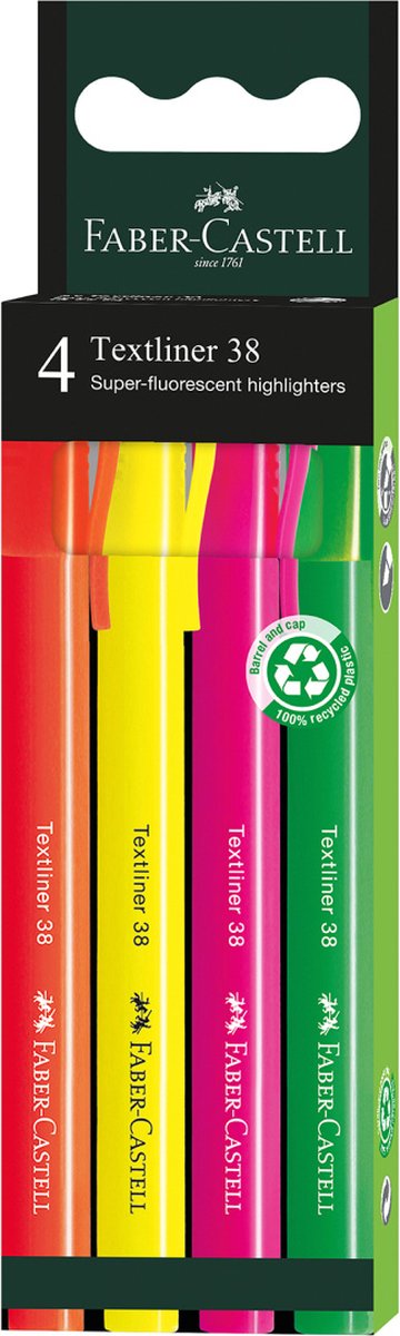 Faber-castell marqueur de texte 38 - étui 4 pièces - fc-157774