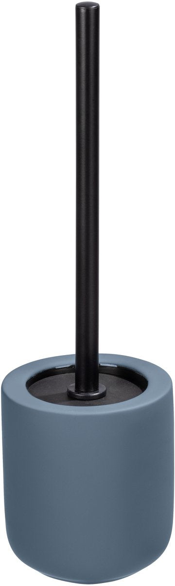 Wenko porte-brosse de toilette avellino en céramique bleu mat avec couvercle en silicone - brosse de toilette avec support - brosse de toilette avec support autoportante