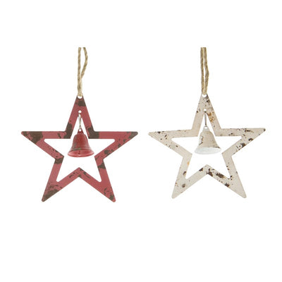 Pendentif étoiles avec clochette Natural Collections métal 21x5x21cm