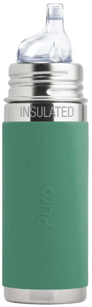 Bouteille thermos Pura avec bec verseur 260 ml - thermos - bouteille thermos - sans plastique - avec paroi isolante - avec bec verseur en silicone, capuchon de voyage et manchon - menthe