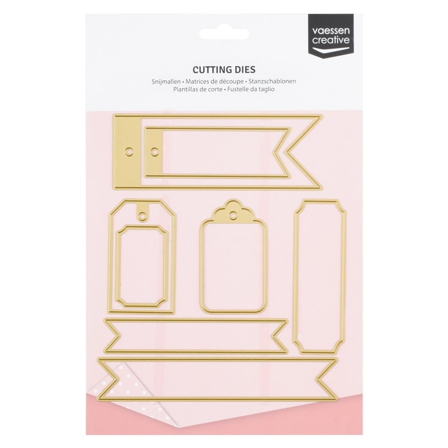Vaessen creative • matrices de découpe et de gaufrage bannières tickets étiquettes 8 pcs.