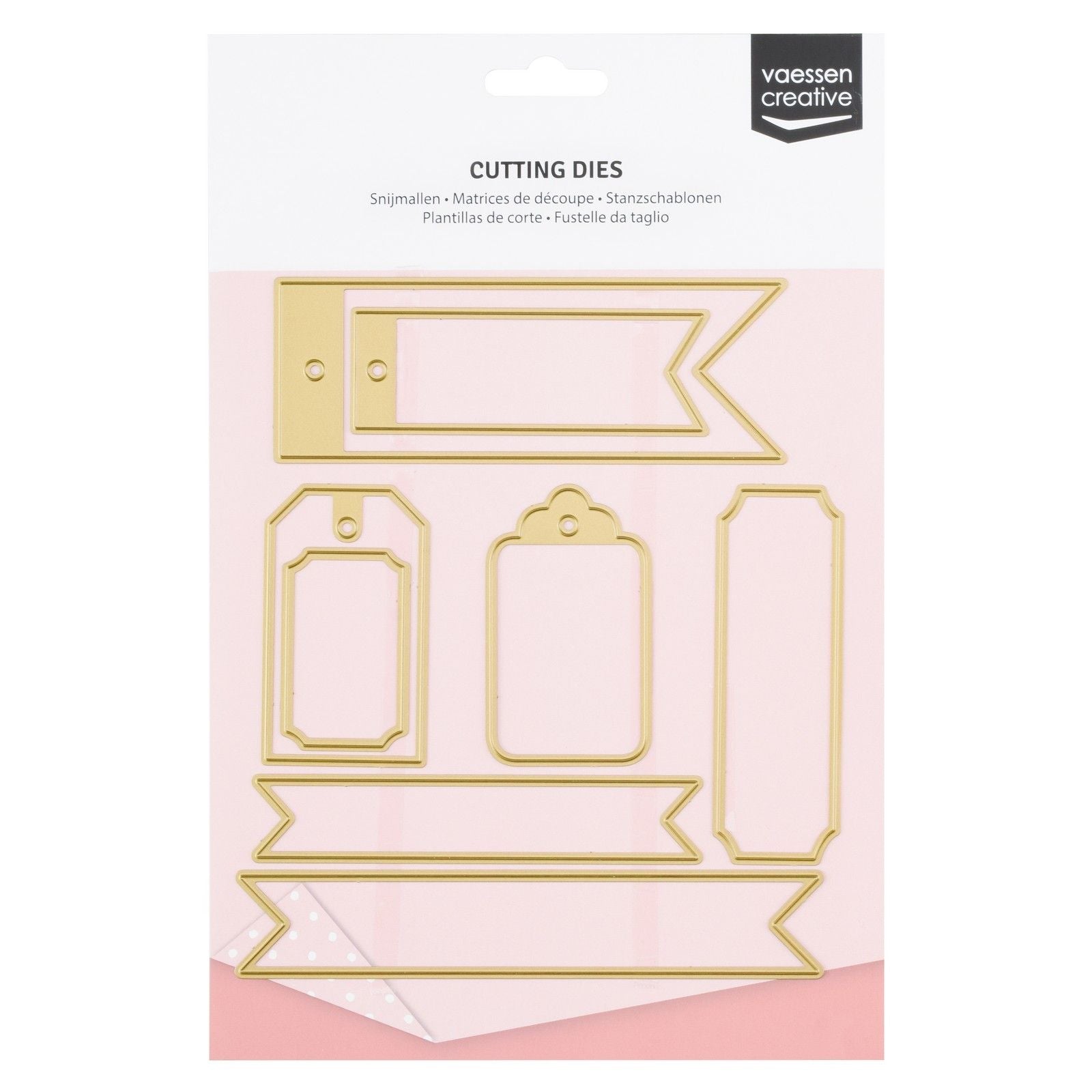 Vaessen creative • matrices de découpe et de gaufrage bannières tickets étiquettes 8 pcs.