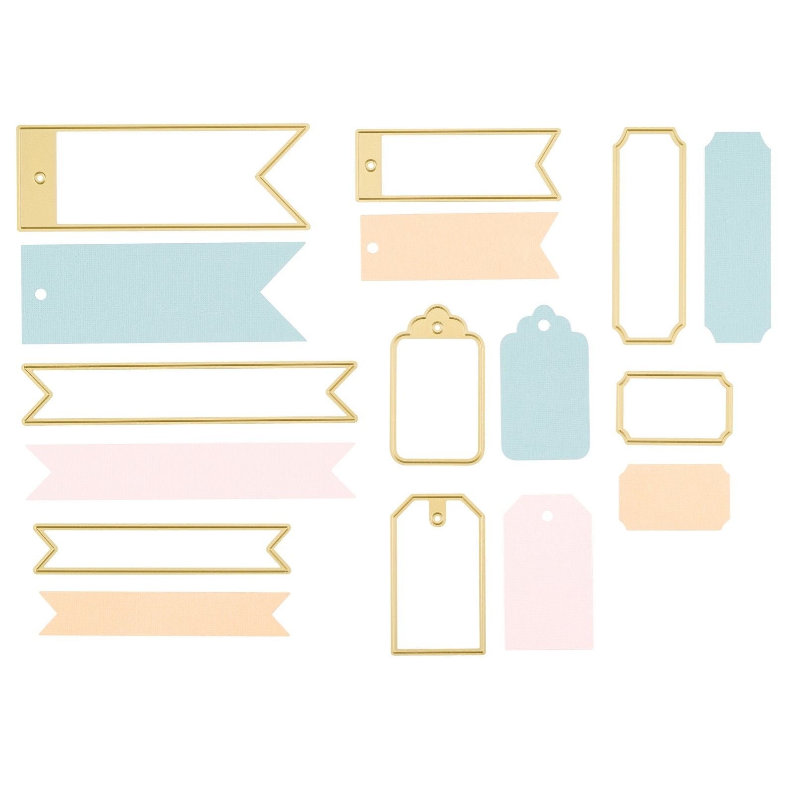 Vaessen creative • matrices de découpe et de gaufrage bannières tickets étiquettes 8 pcs.
