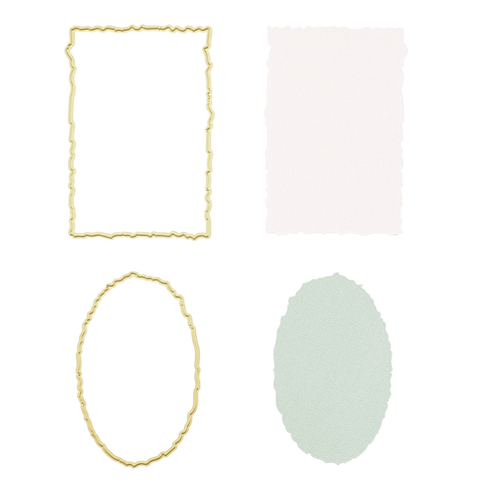 Vaessen creative • matrices de découpe et de gaufrage rectangles déchirés ovales 6 pcs.