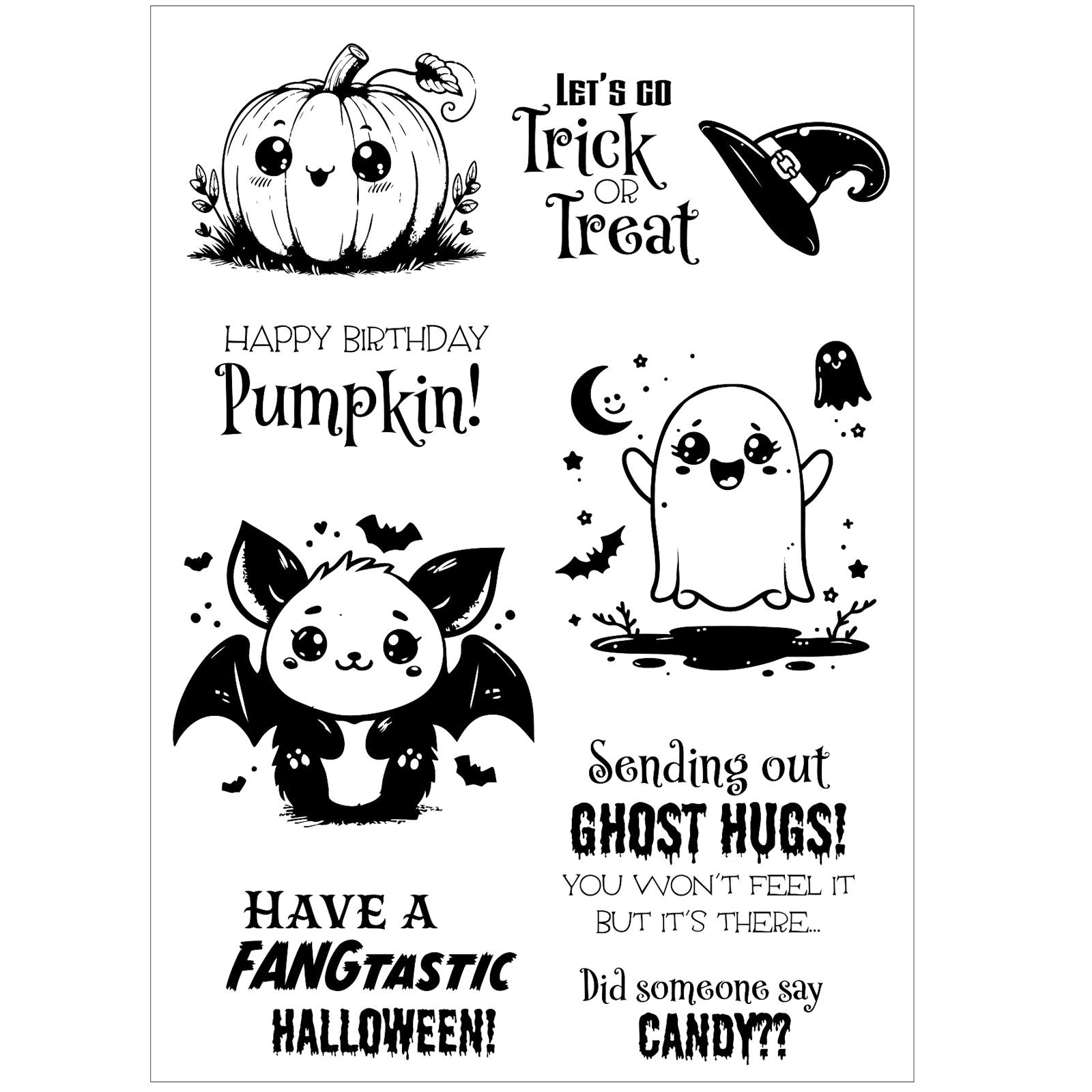 Vaessen creative • tampons transparents trick or Treat 9 pcs.