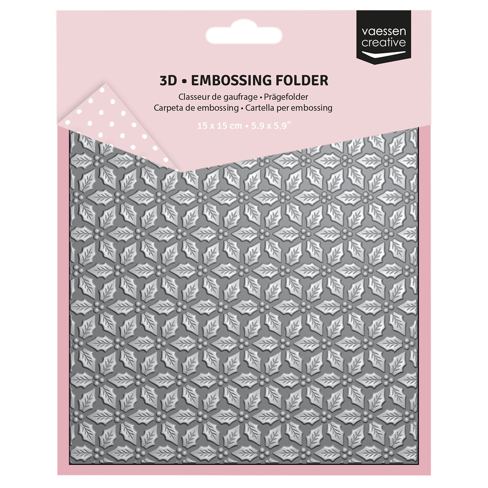 Vaessen creative • Dossier de gaufrage 3D feuilles de houx 15x15cm