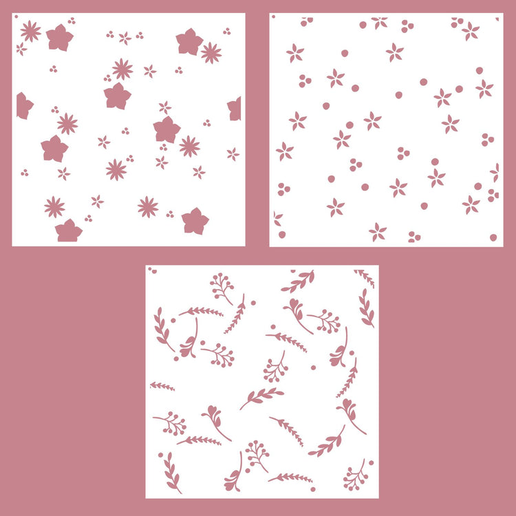 Vaessen creative • modèles en couches fleurs étoiles 15x15cm 3 pcs.