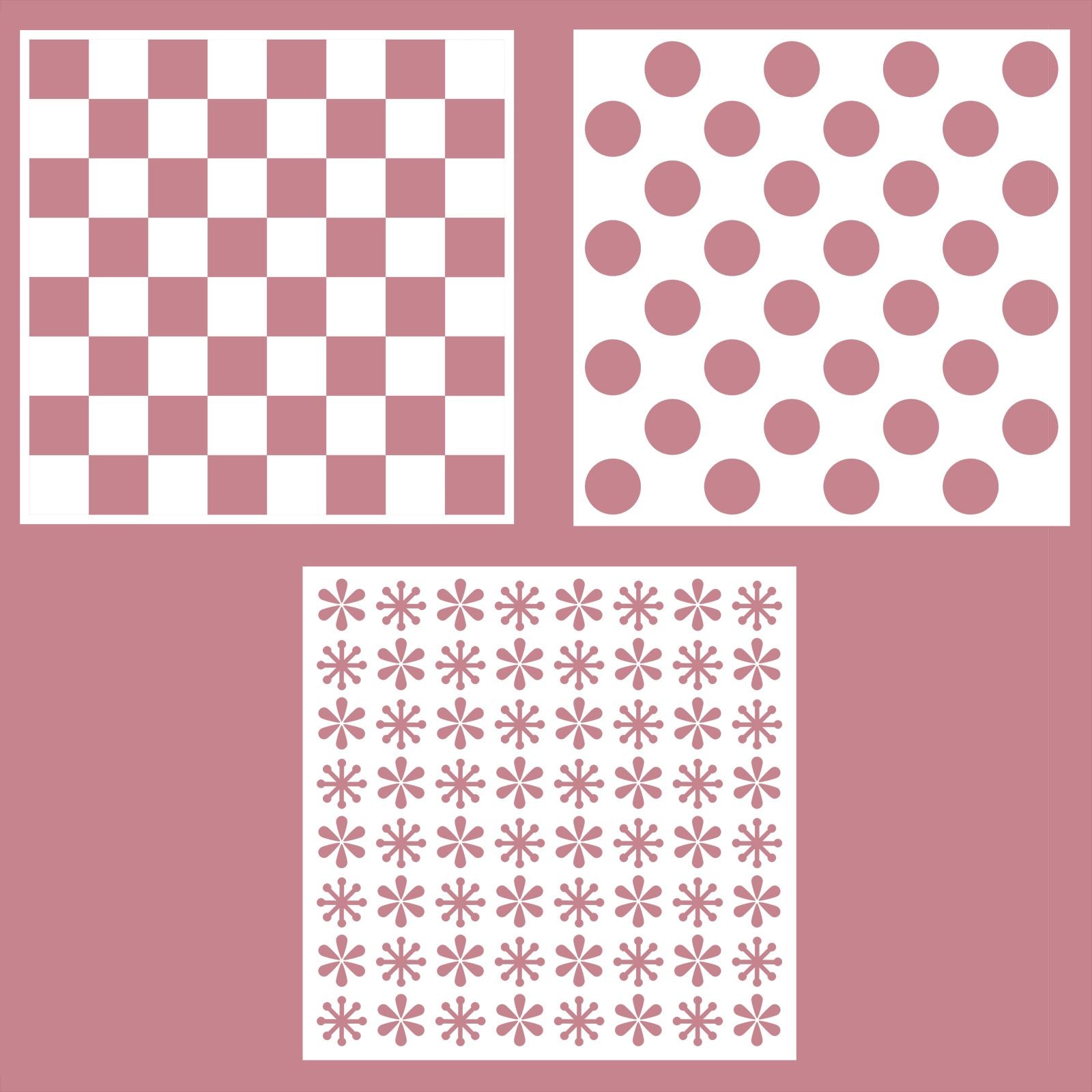 Vaessen creative • modèles en couches motif à carreaux 15x15cm 3 pcs.
