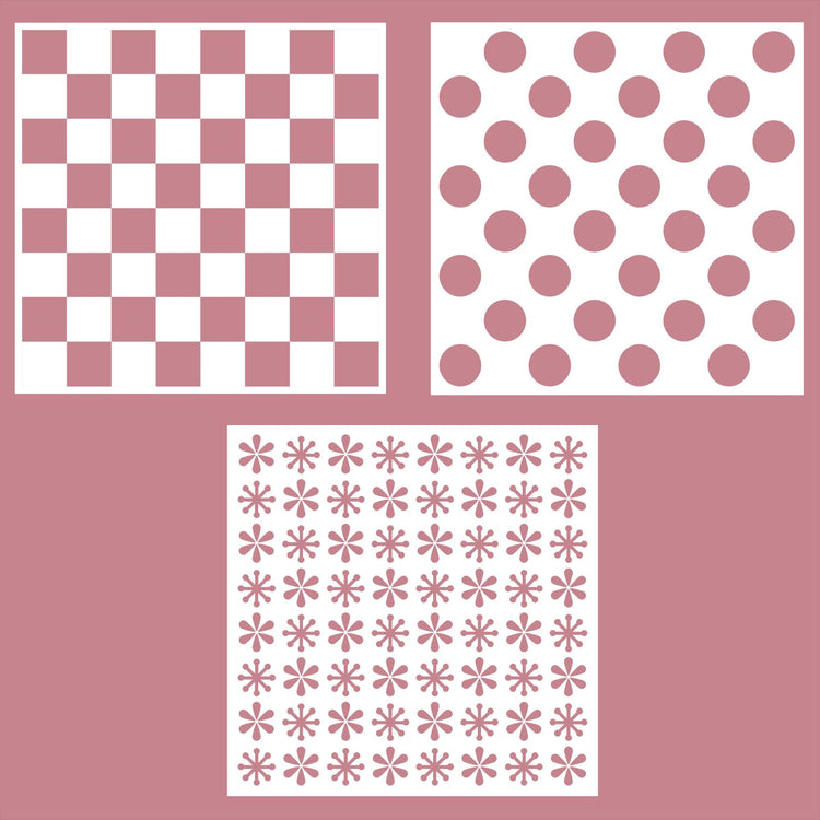 Vaessen creative • modèles en couches motif à carreaux 15x15cm 3 pcs.
