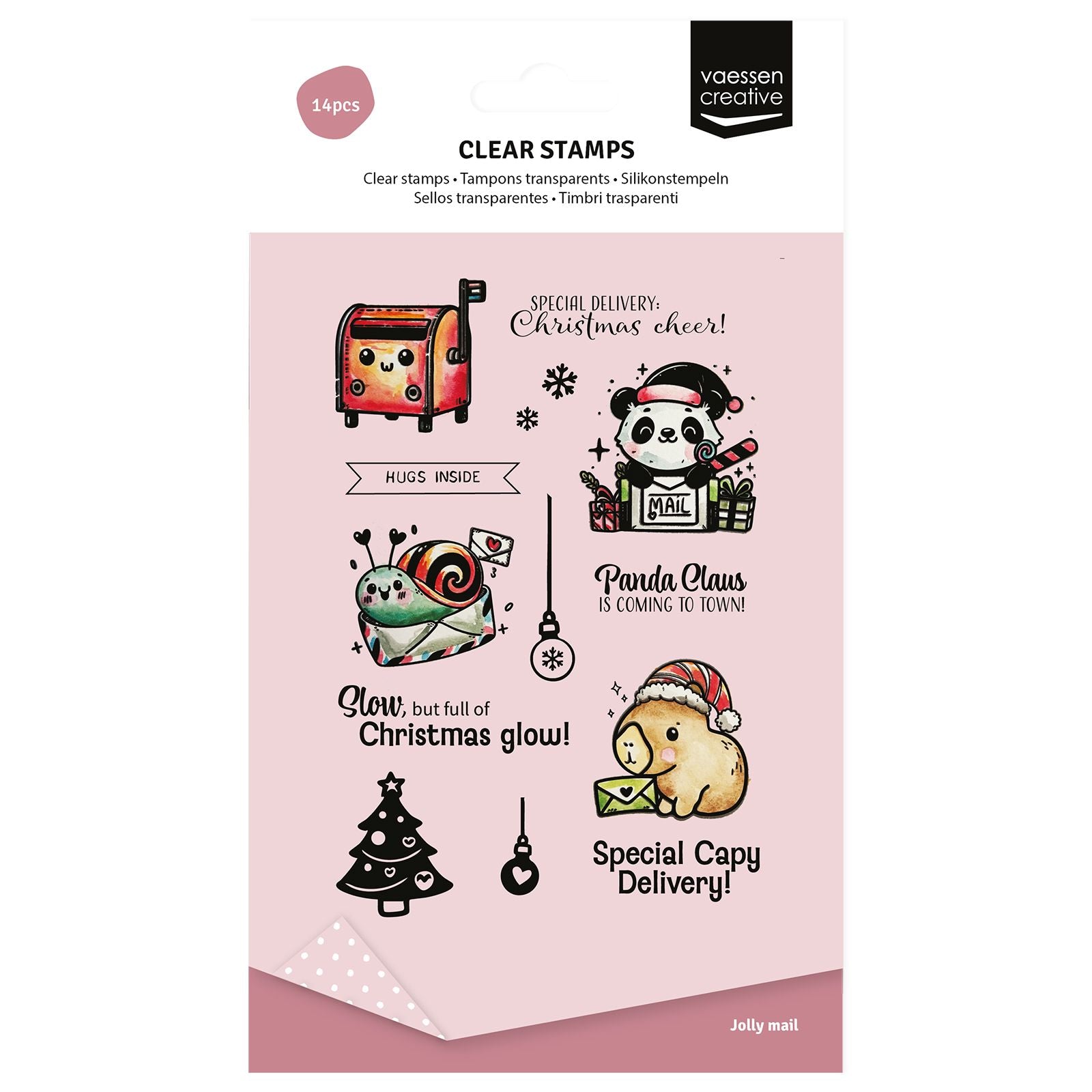 Vaessen creative • tampons transparents panda noël 14 pcs.