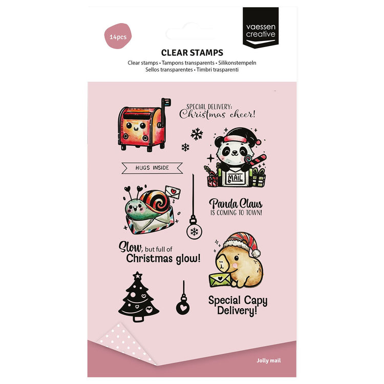 Vaessen creative • tampons transparents panda noël 14 pcs.