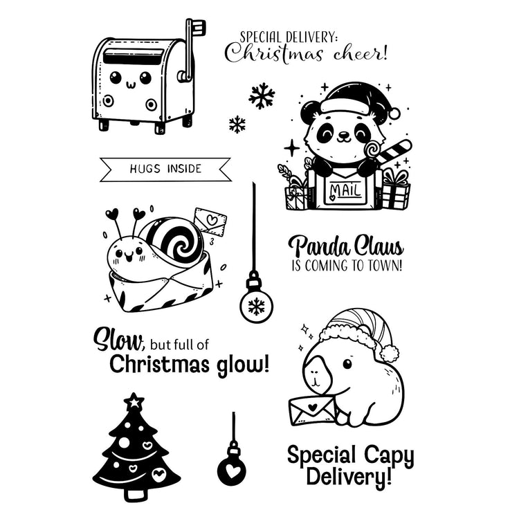 Vaessen creative • tampons transparents panda noël 14 pcs.