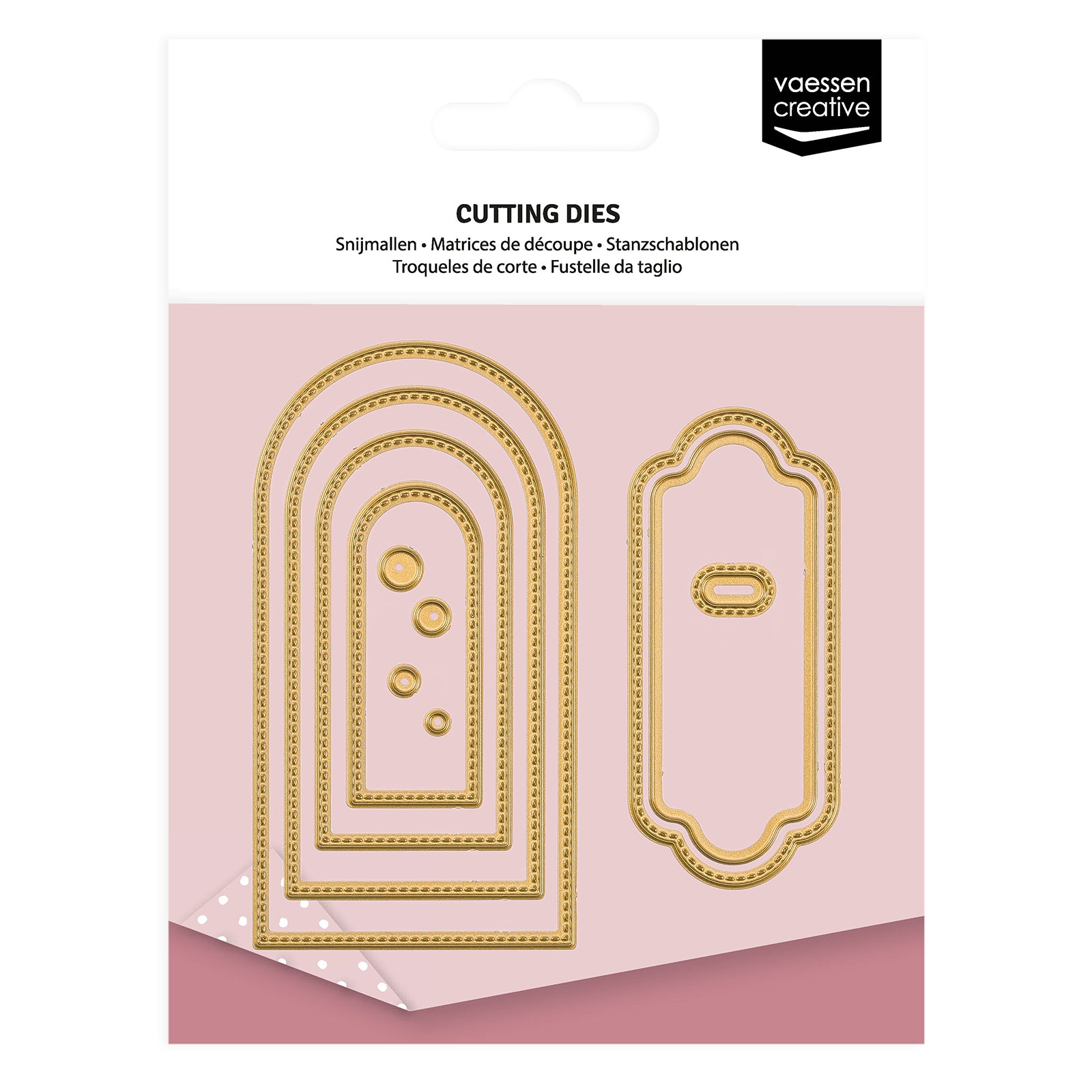 Vaessen creative • mini matrices de découpe et de gaufrage bannières rondes étiquettes 11pcs.