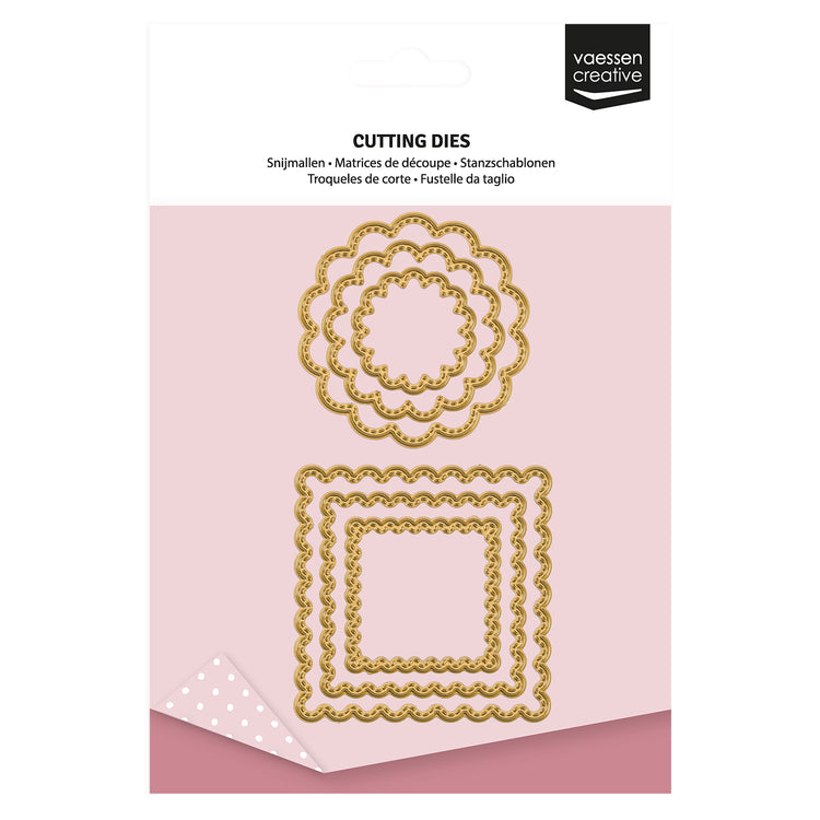 Vaessen creative • mini matrices de découpe et de gaufrage cercles festonnés carrés 6 pcs.