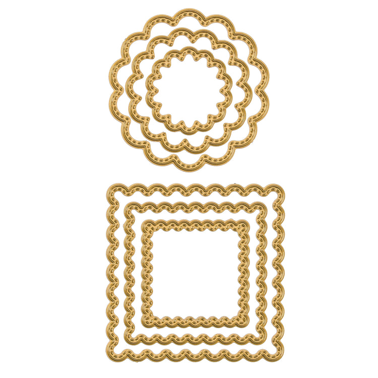 Vaessen creative • mini matrices de découpe et de gaufrage cercles festonnés carrés 6 pcs.
