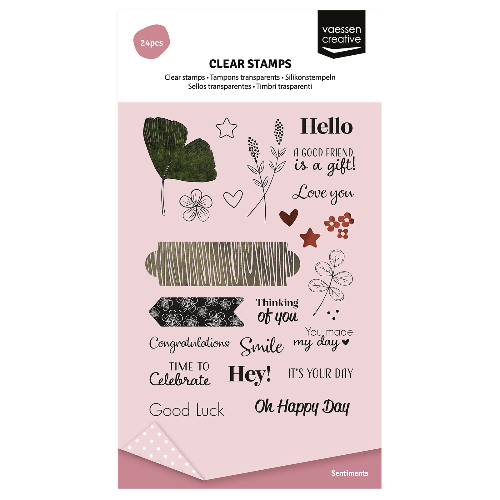 Vaessen creative • tampons transparents sentiments 24 pcs.