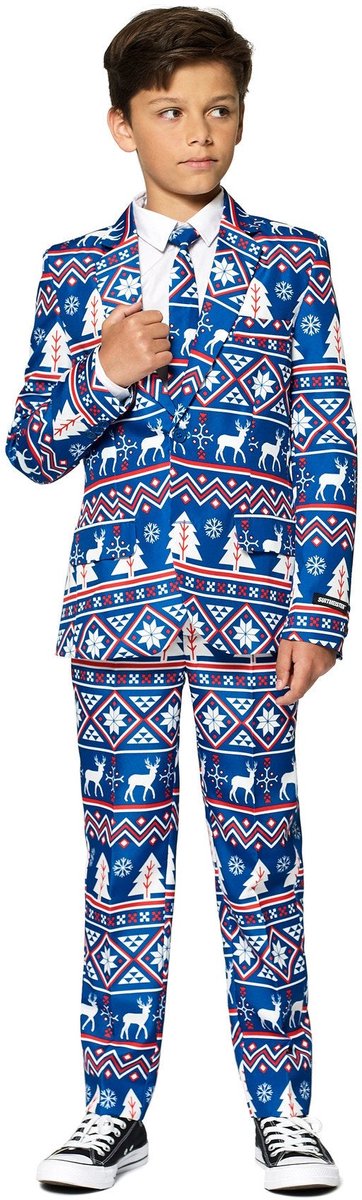 Suitmeister Noël bleu nordique - costume de Noël pour enfants - tenue de Noël - bleu - 8-10 ans - taille m