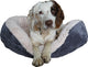 Panier de chien en palissandre cordon jumbo ovale crème gris en peluche