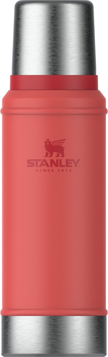 Bouteille thermos légendaire classique Stanley 750 ml - garde au chaud ou au froid pendant 20 heures - étanche - passe au lave-vaisselle - sans BPA - pour café, thé et plus - thermos en acier inoxydable - corail chaud