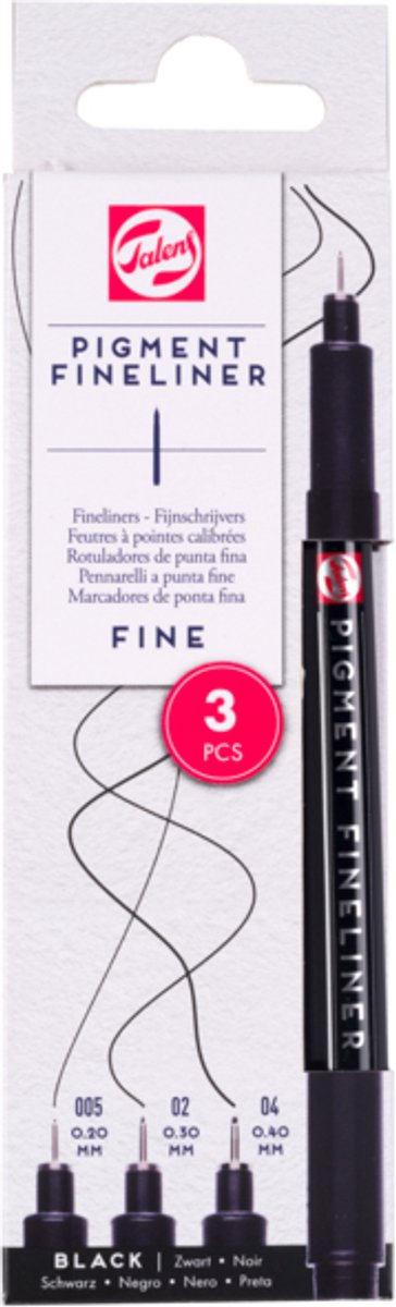 Talens • set de feutres fins pigmentés fins, 3 pièces