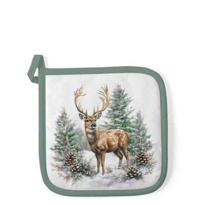 Ambiente manique cerf d'hiver blanc 20x20cm coton