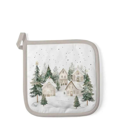 Ambiente manique maisons enneigées 20x20cm coton