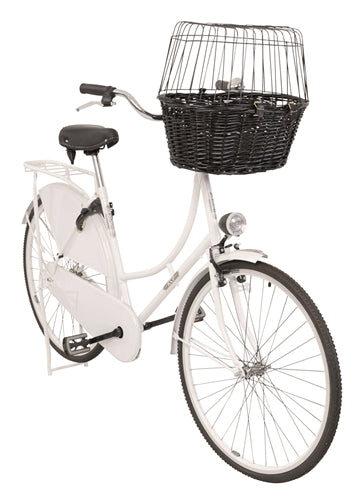 Trixie Willows Panier à vélo à l'avant noir avec oreiller et capot