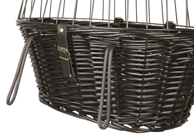Trixie Willows Panier à vélo à l'avant noir avec oreiller et capot