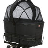 Panier à vélo Trixie sur le dos noir avec oreiller et capot