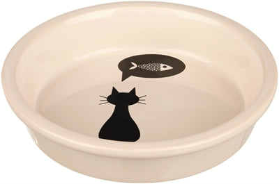 Trixie Food Bowl en céramique blanc avec un chat de silhouette