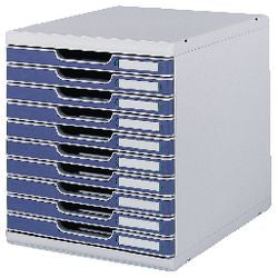 Modulo a4 10 tiroirs fermés l gris bleu