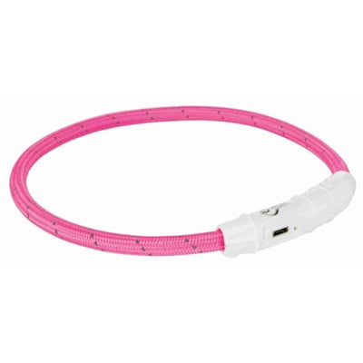 Collier de collier Trixie Cold de lumière de la lumière USB TPU Nylon rose