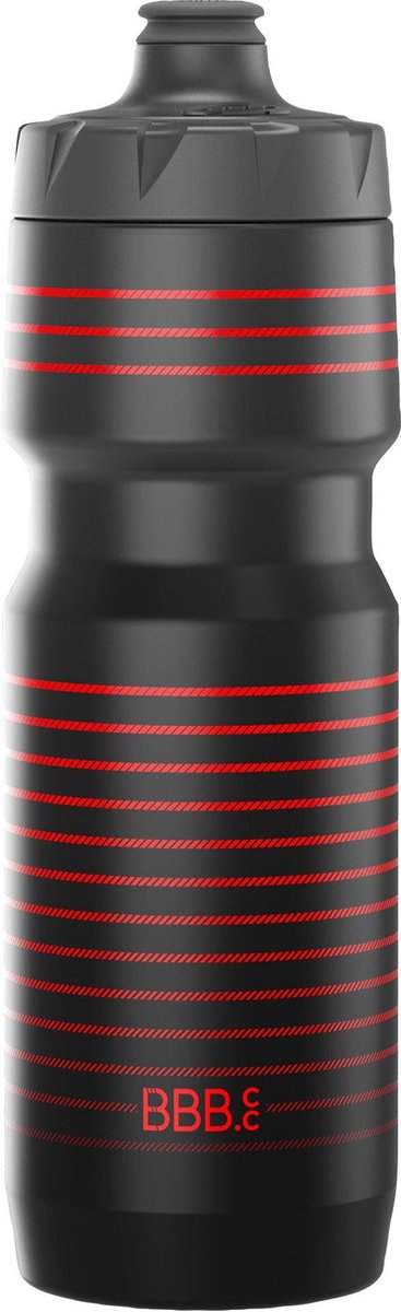 Bbb Cycling Car Tank XL Gourde Vélo de Course - Capacité 750 ML - Gourde pour vélo avec Valve de Fermeture Automatique - Rayé Noir Rouge - Bbw-15