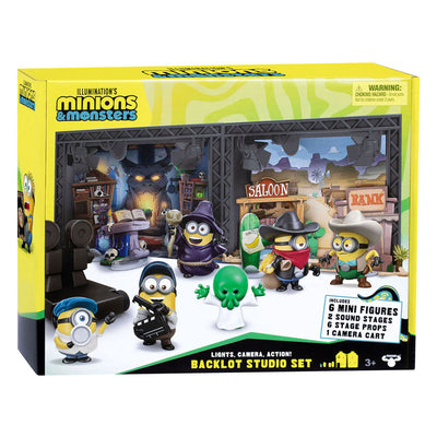 Moose Toys Minions Monsters - Grand studio avec 2 studios de cinéma - incl. 6 figurines de serviteurs