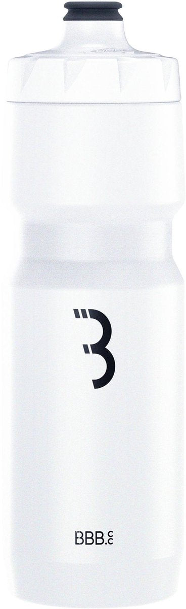 Bbb vélo voiture réservoir xl bouteille d'eau vélo de course - capacité 750 ml - gourde vélo valve à fermeture automatique - blanc - bwb-15
