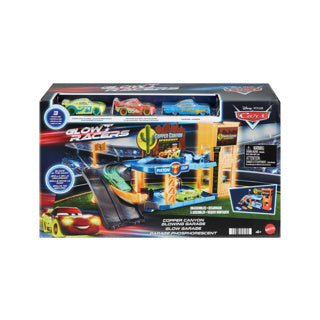 Disney Cars Garage Glow Racers avec 3 voitures