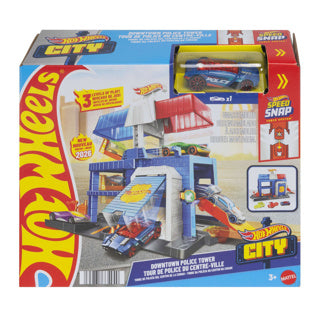Hot Wheels City Center Police Tower Playset Playset - avec voiture de police en métal