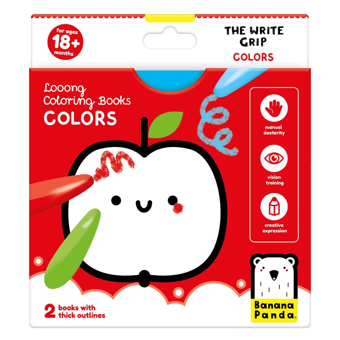 Panda banane - livre de coloriage avec couleurs de poignée d'écriture