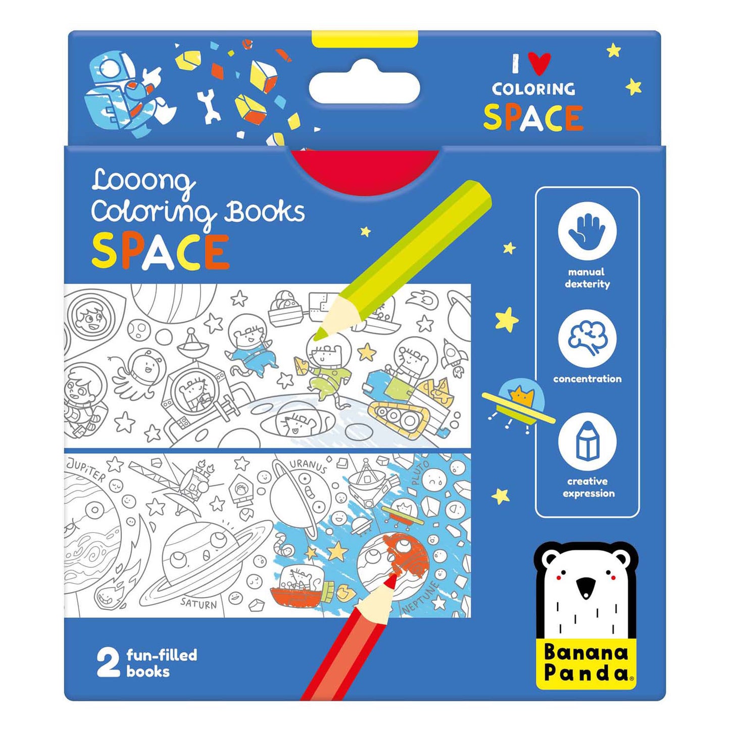 Panda banane - livre de coloriage J'adore les pages à colorier avec espace