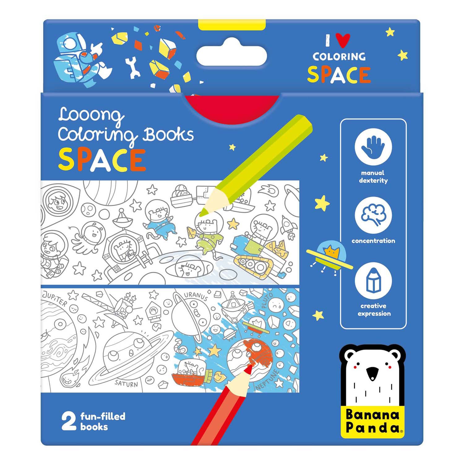 Panda banane - livre de coloriage J'adore les pages à colorier avec espace