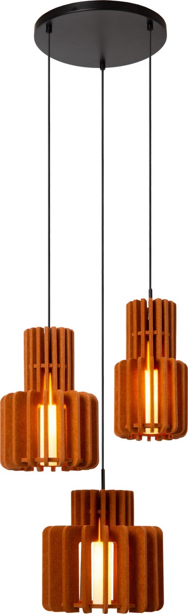 Lucide rollo - lampe suspendue - 3xe27 - terre cuite - japandi
